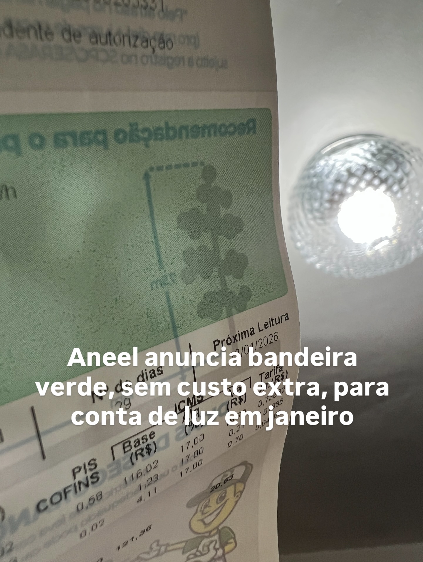 Aneel anuncia bandeira verde, sem custo extra, para conta de luz em janeiro
