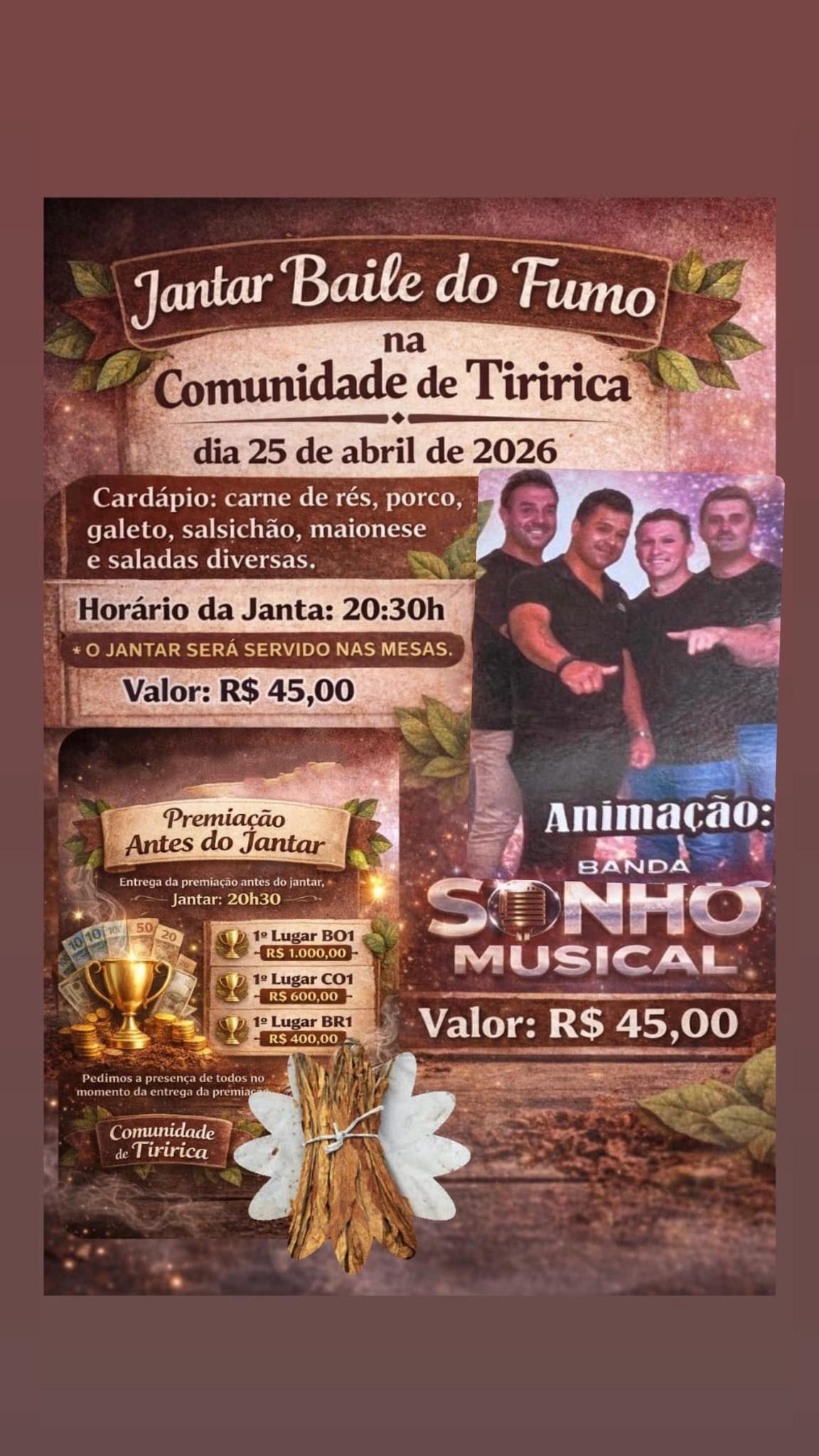 Jantar Baile do Fumo na Comunidade de Tiririca