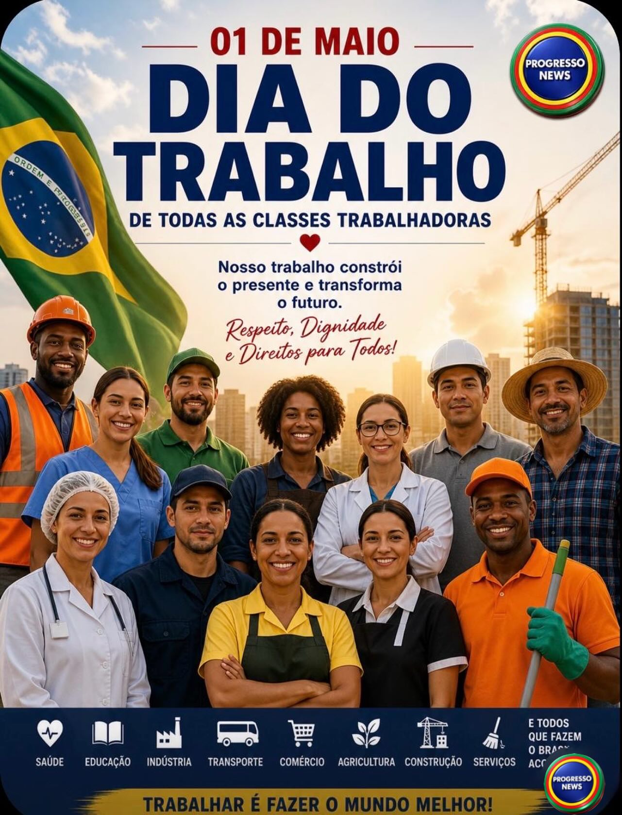 01 de Maio: neste dia, celebramos a força de quem constrói o Brasil