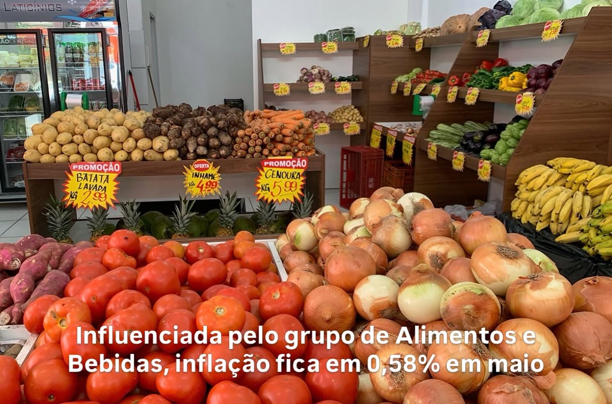 Influenciada pelo grupo de Alimentos e Bebidas, inflação fica em 0,58% em maio