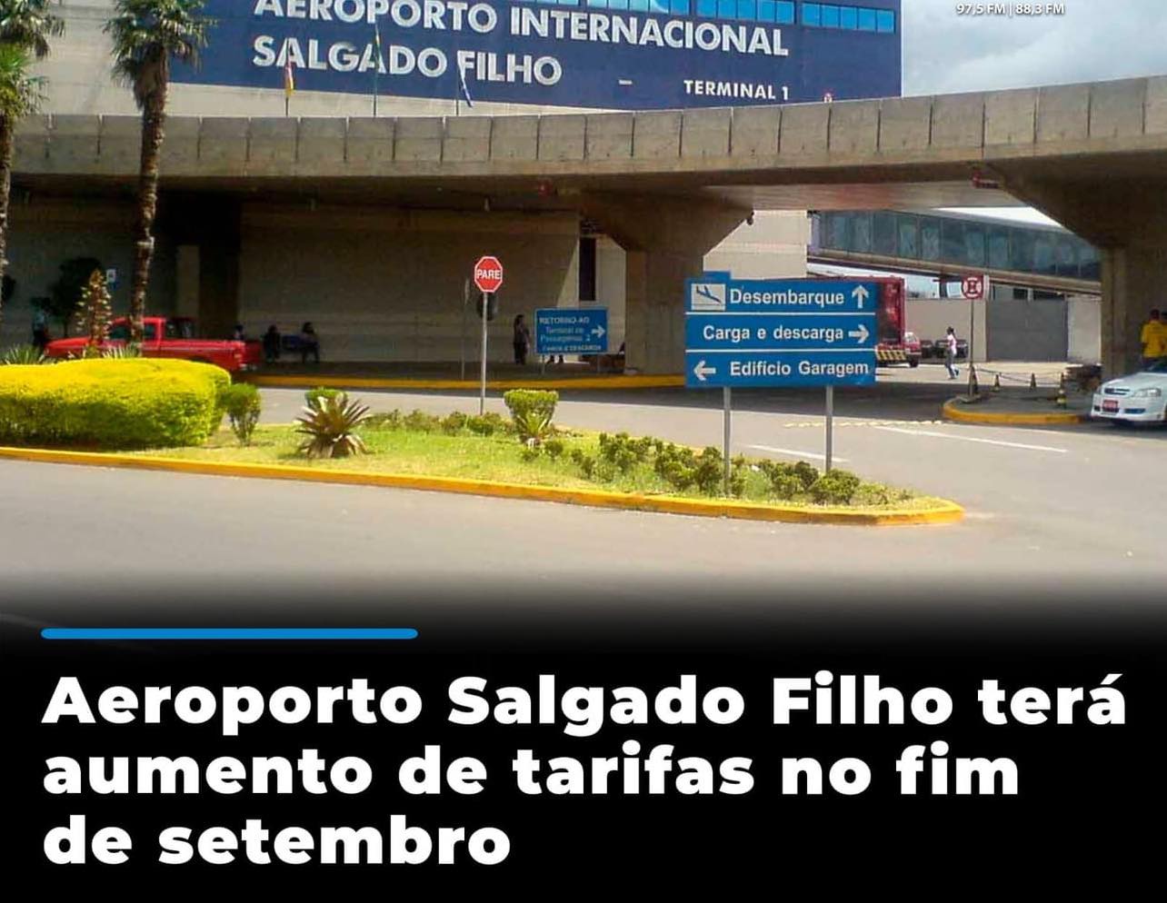 Aeroporto Salgado Filho terá aumento de tarifas no fim de setembro.