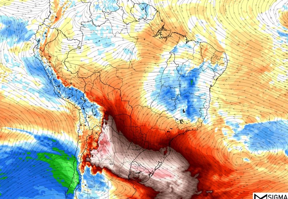 Ampla e vigorosa massa de ar quente na próxima semana