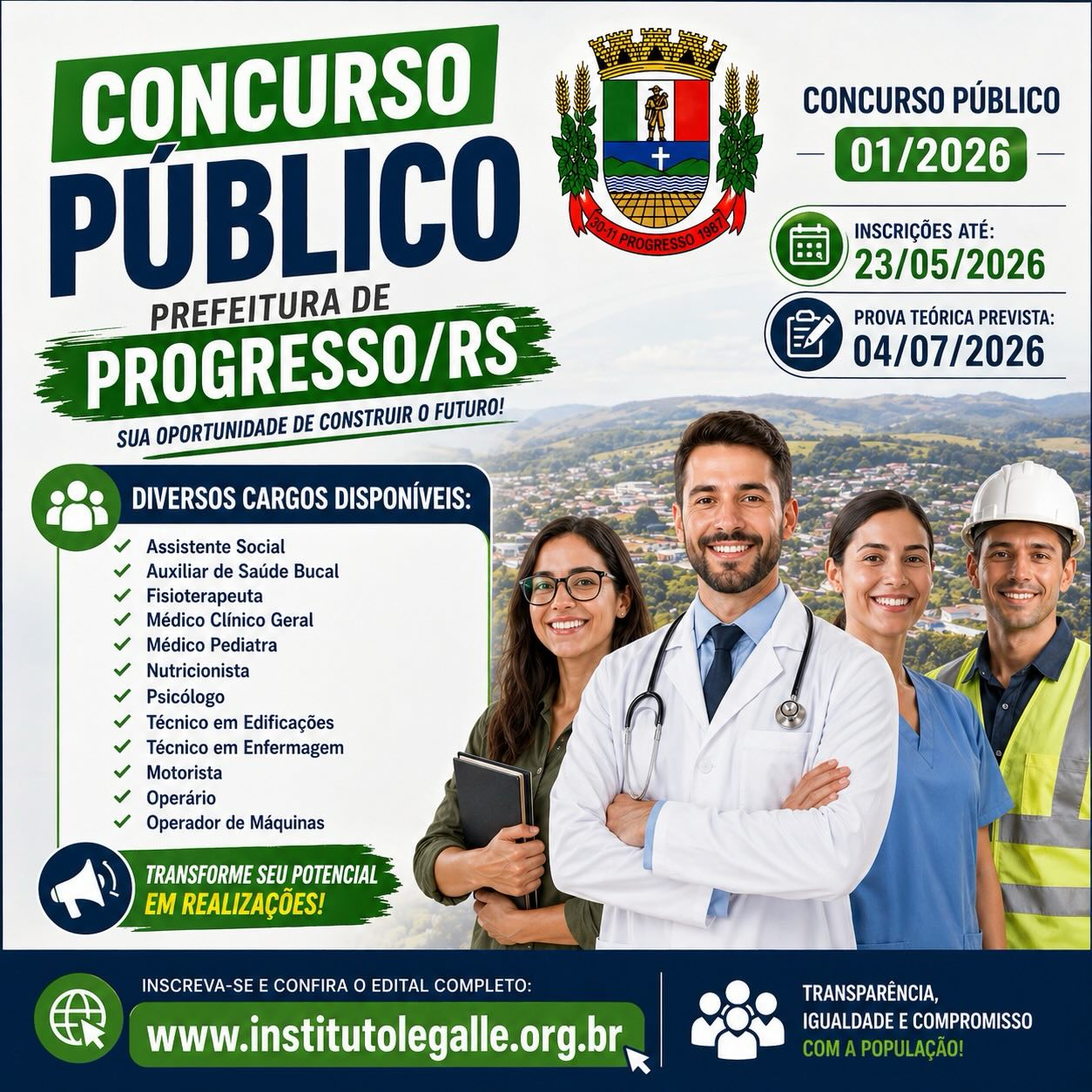 Concurso Público em Progresso abre vagas para diversas áreas