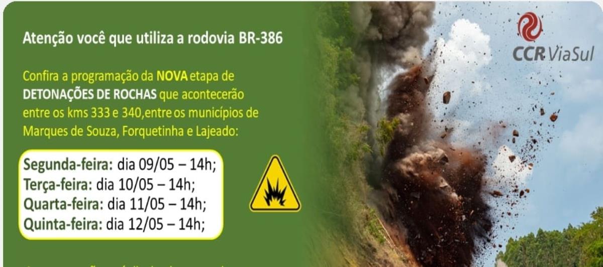 Cronograma de detonações da BR 386