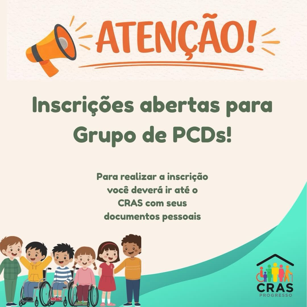 Estão abertas as inscrições para o grupo de Pessoas com Deficiência (PCDs) de Progresso 