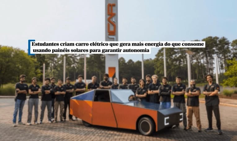 Estudantes criam carro elétrico que gera mais energia do que consome usando painéis solares para garantir autonomia
