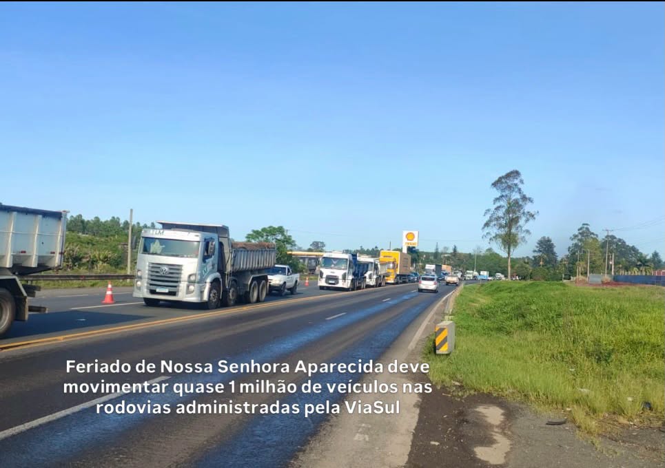 Feriado de Nossa Senhora Aparecida deve movimentar quase 1 milhão de veículos nas rodovias administradas pela ViaSul