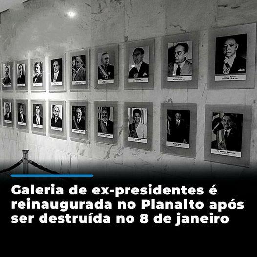 Galeria de ex-presidentes é reinaugurada no planalto após ser destruída no 8 de janeiro 