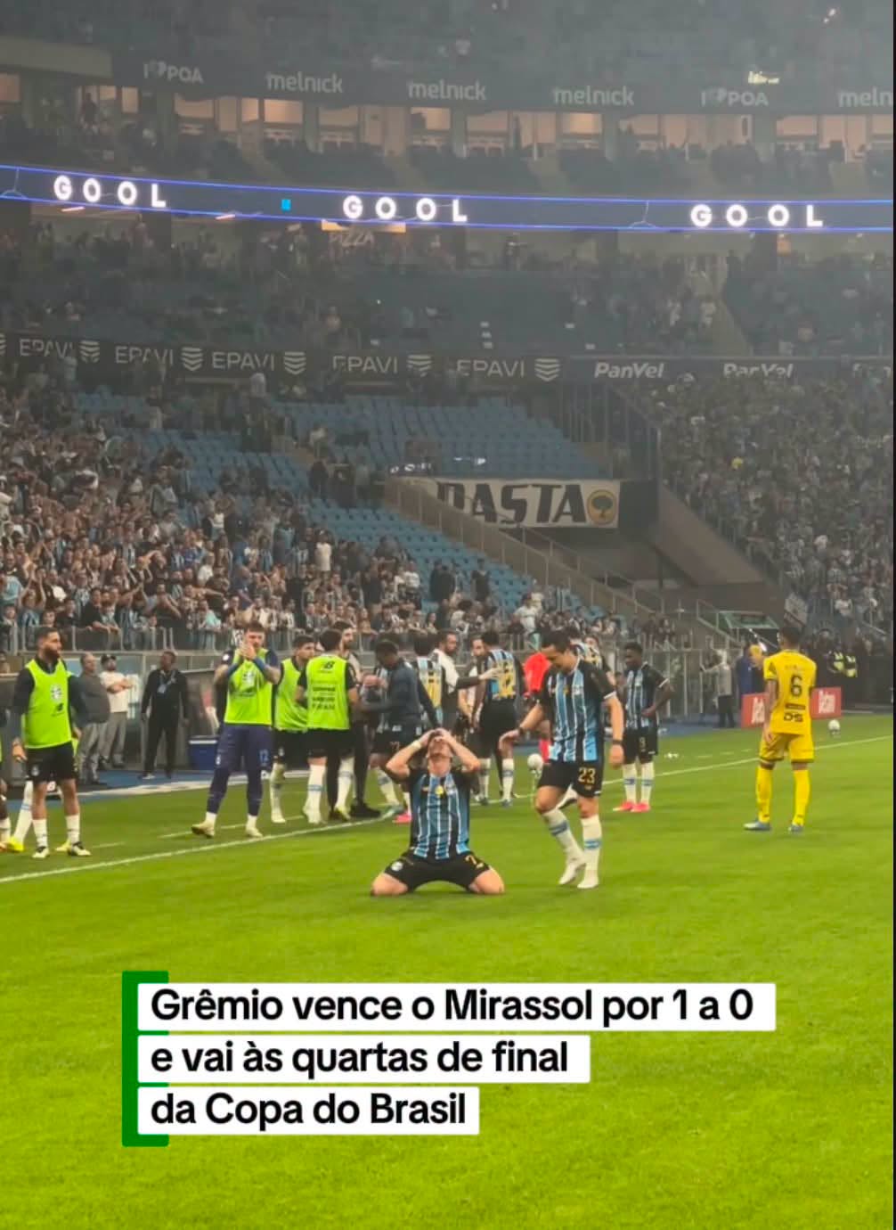 Grêmio vence o Mirassol por 1 a 0 e vai às quartas de final  da Copa do Brasil