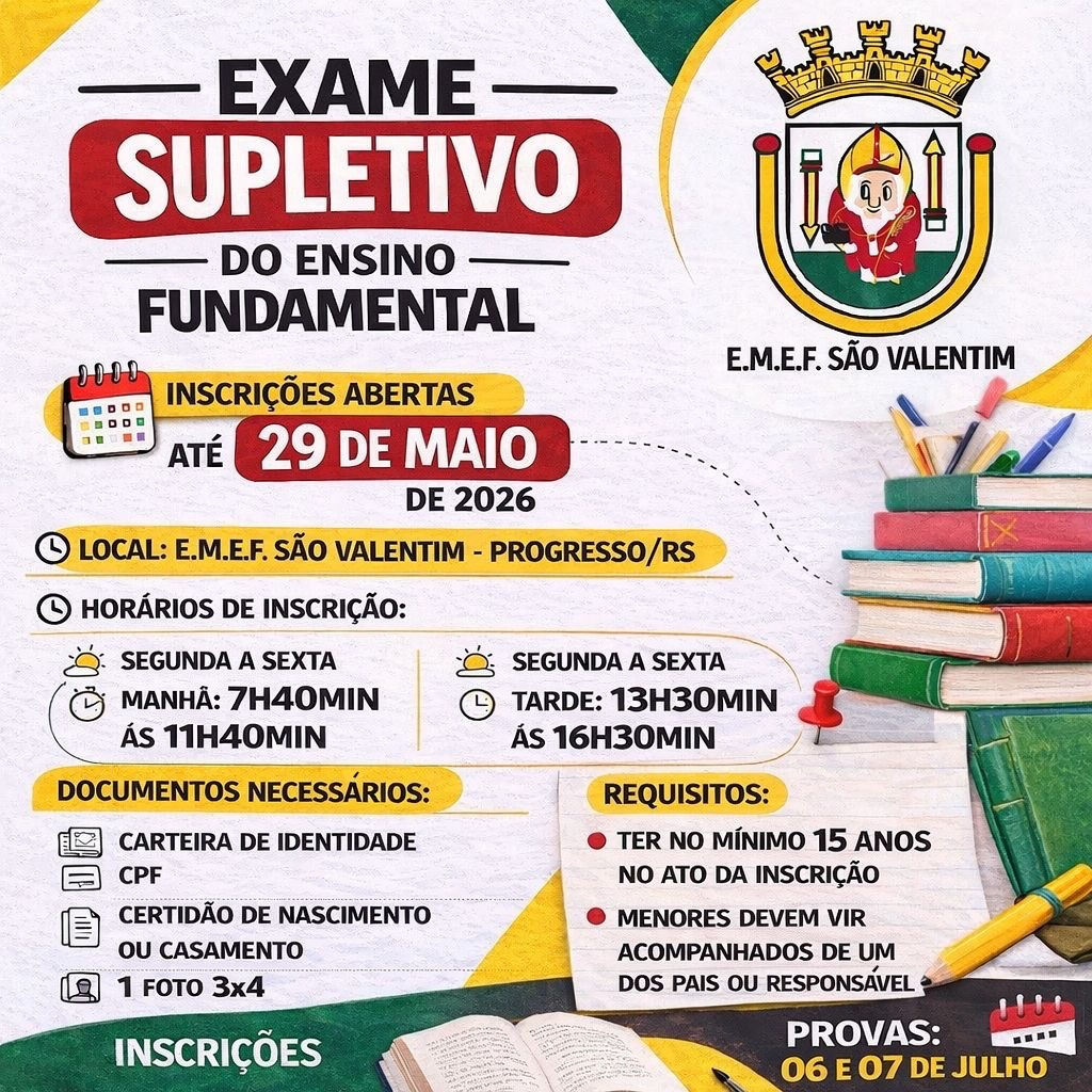 Inscrições para o Exame Supletivo do Ensino Fundamental encerram dia 29 de maio