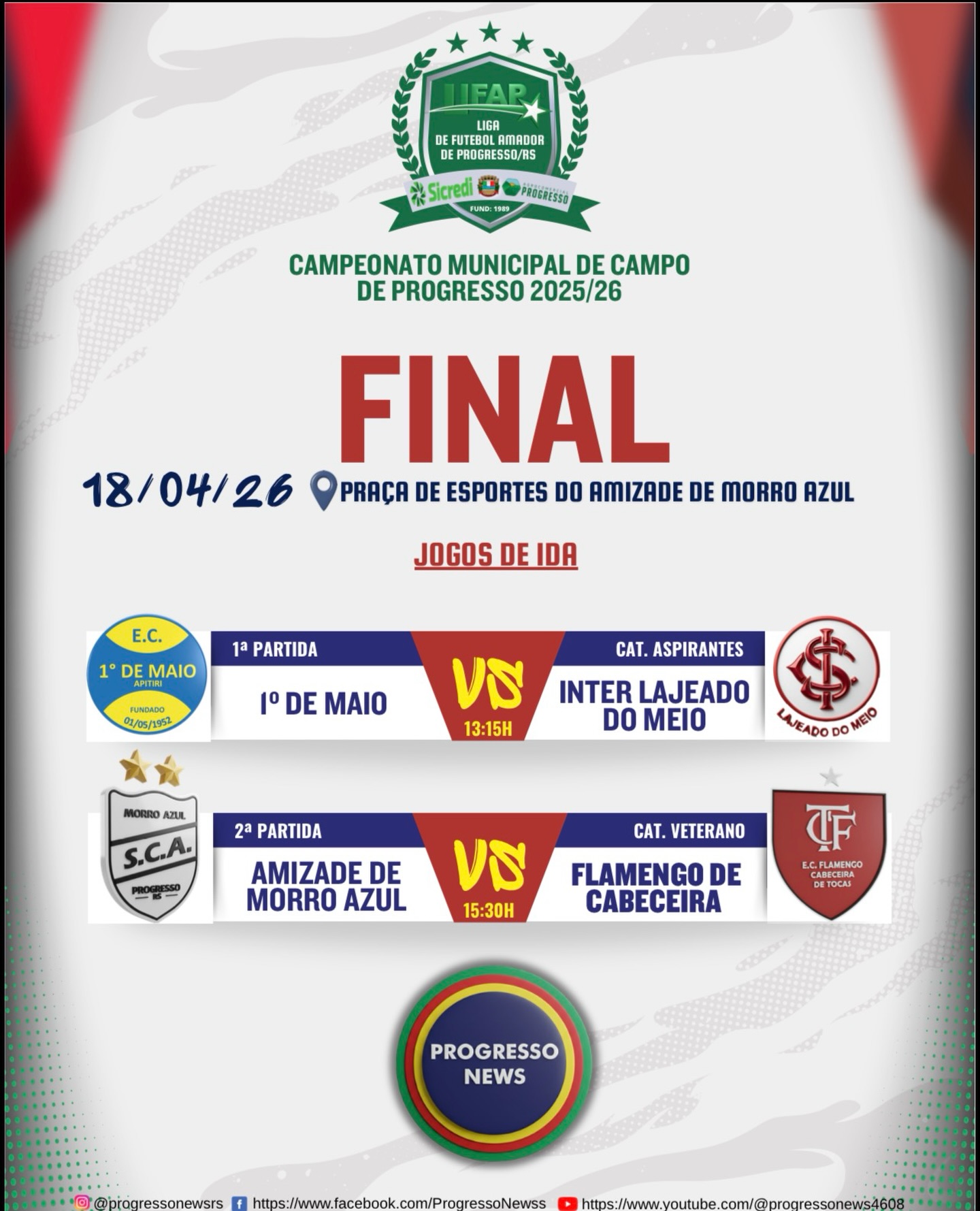 Morro Azul sedia a 1º final do campeonato Veterano e Aspirantes neste sábado 