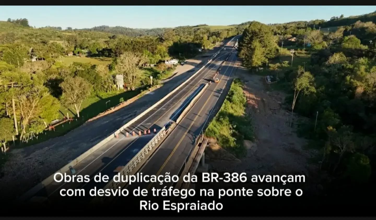 Obras de duplicação da BR-386 avançam com desvio de tráfego na ponte sobre o Rio Espraiado