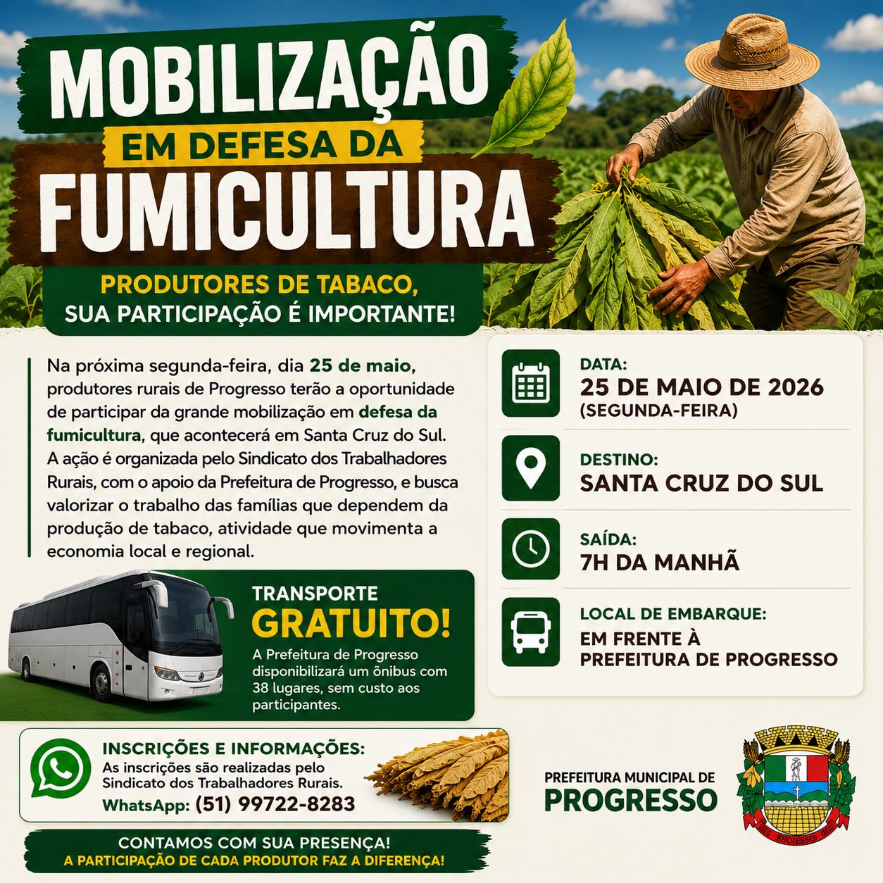 Progresso participa de mobilização em defesa dos produtores de tabaco