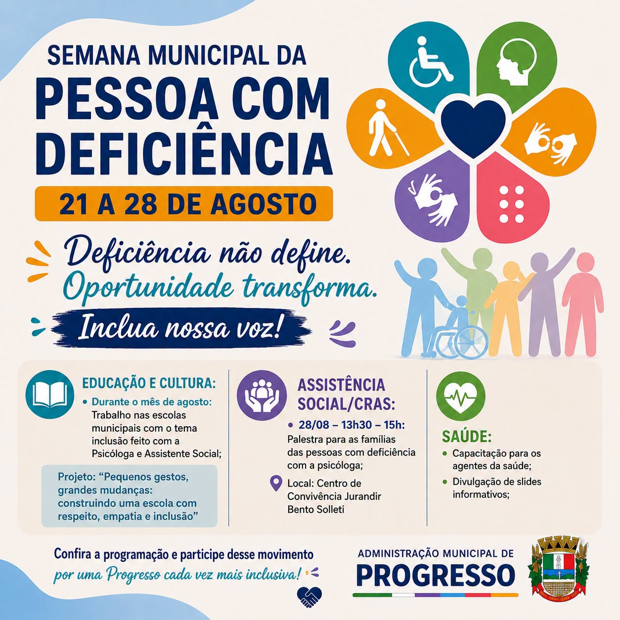 Progresso promove Semana Municipal da Pessoa com Deficiência com ações de conscientização e inclusão